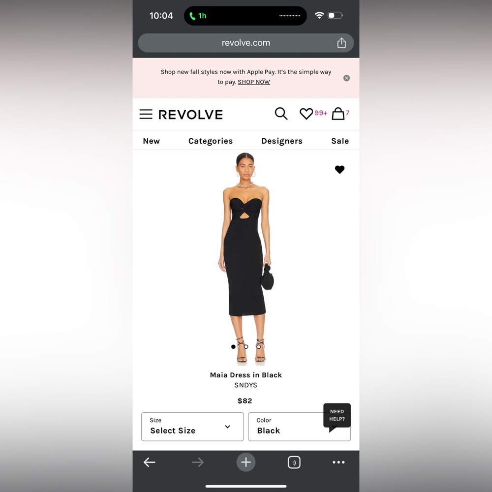 Revolve SNDYS black strapless dress xs